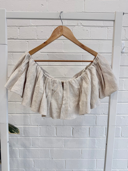 Dissh Isabelle Off Shoulder Top in Oatmeal - Size 8