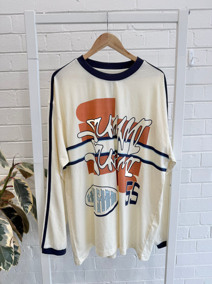 Summi Summi Vintage White Bleu Long Sleeve Tee - Size XL