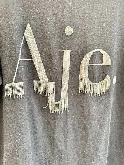 Aje Black Goldie Oversized Tee - Size L (12)