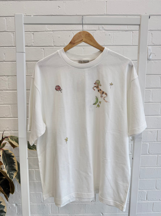 Alémais x Anouk Colantoni Cream Play Embroidered Tee - Size XL