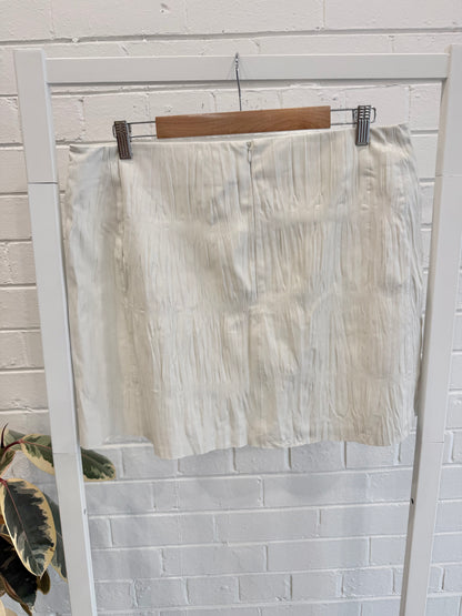 Ena Pelly Vintage White Hazel Leather Mini Skirt - Size 16