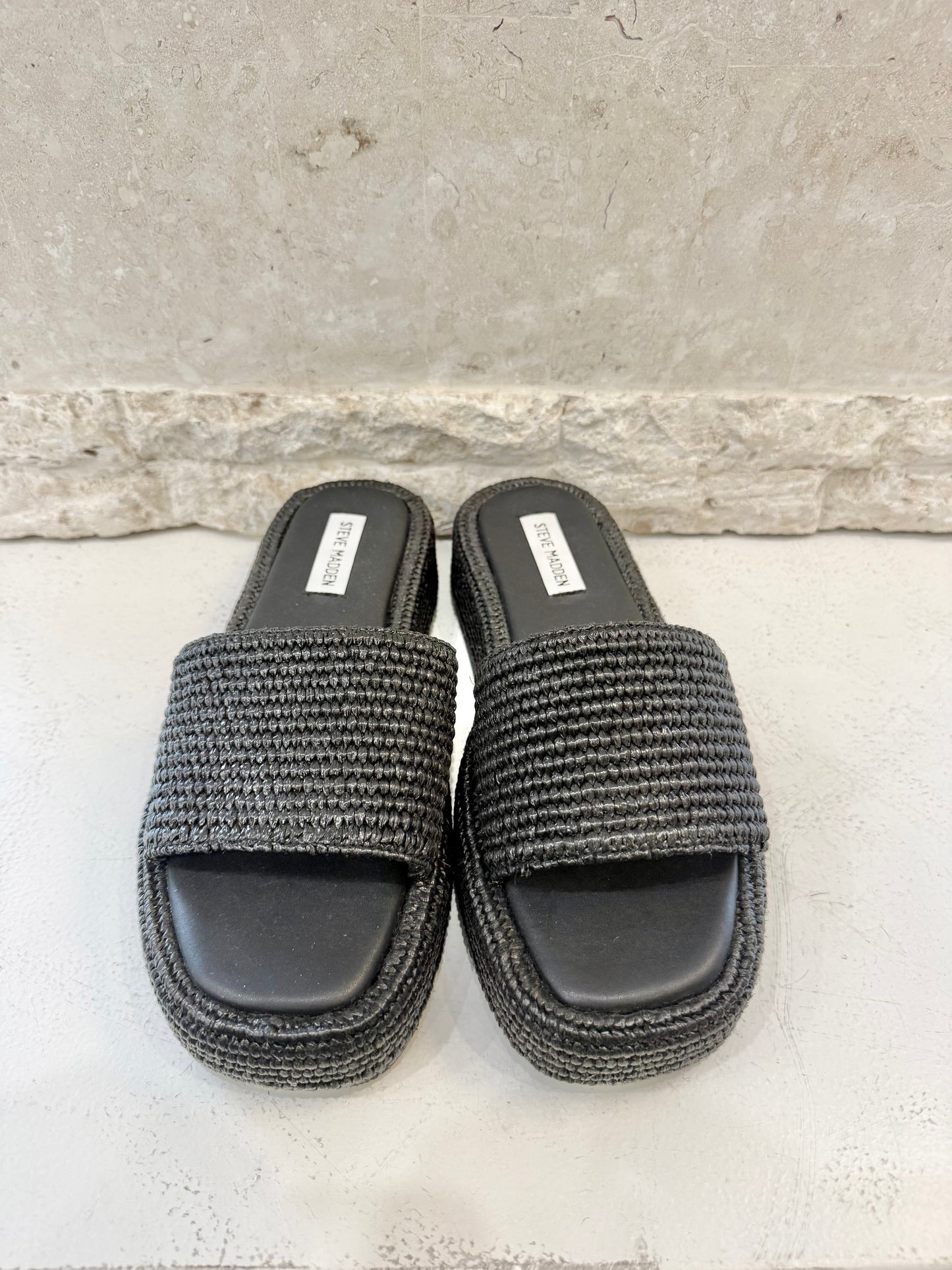 Steve Madden Black Beachy Slides - Size 9