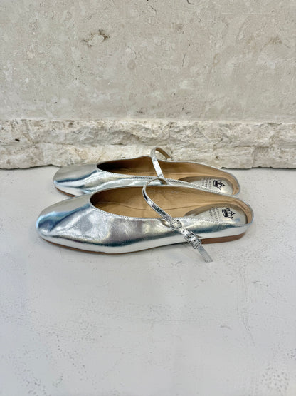 Ideal Ore Silver Metallic Ballet Flat Mules - Size 39