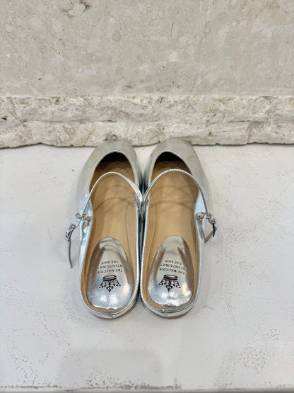 Ideal Ore Silver Metallic Ballet Flat Mules - Size 39
