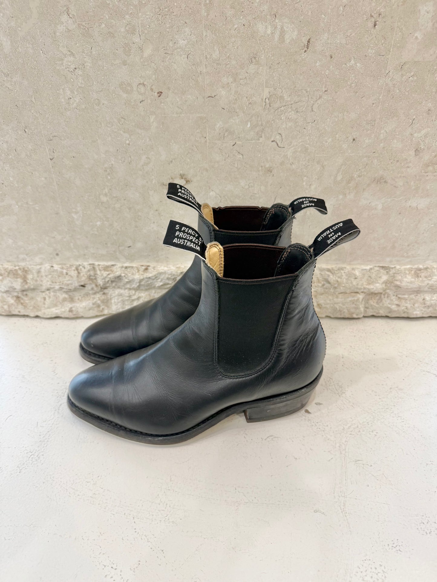 RM Williams Black Chealsea Boots - Size 7