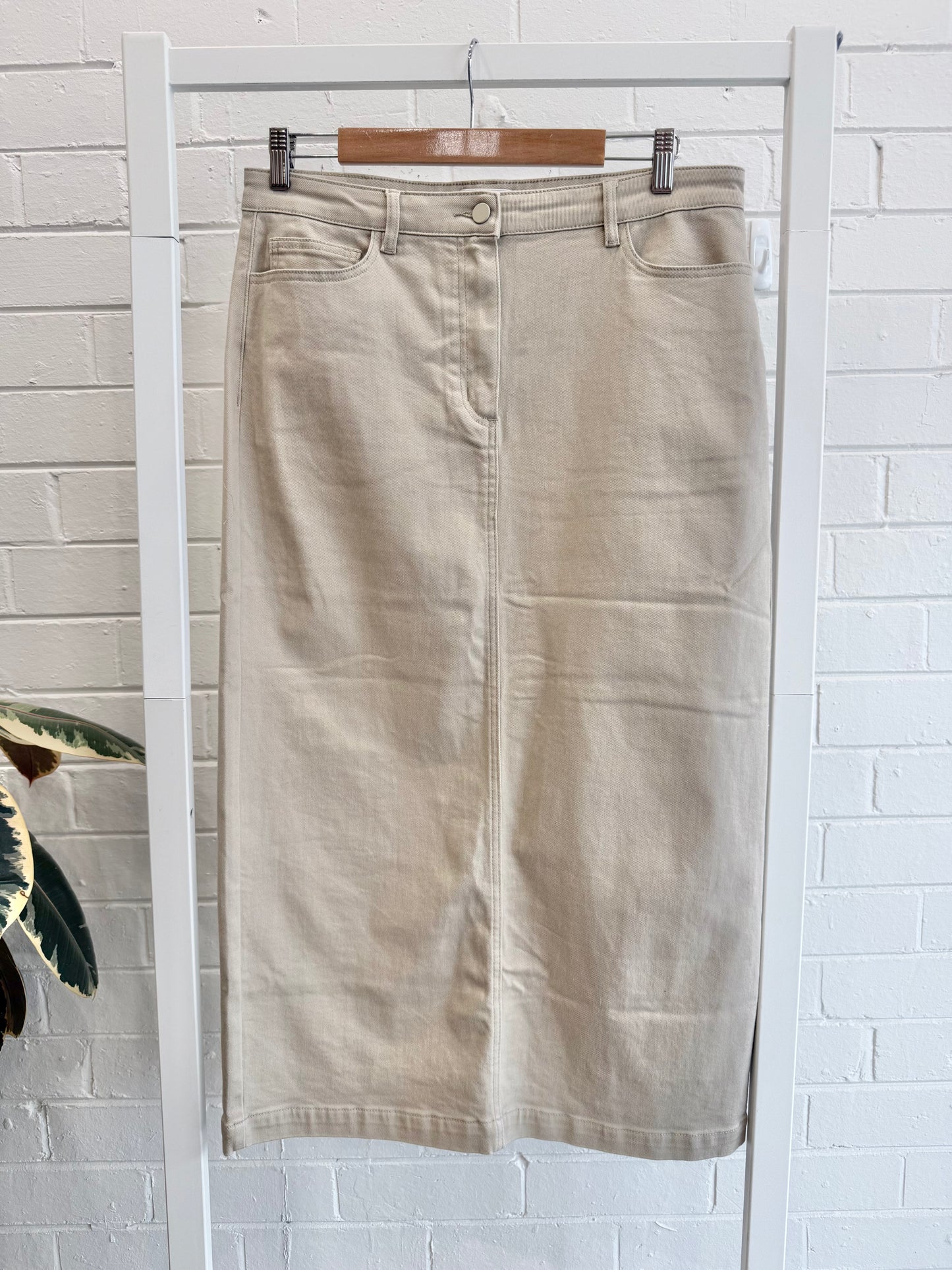 Zoe Kratzmann Cream Denim Long Skirt - Size 2 (12-14)