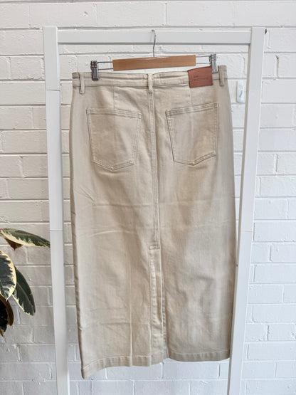 Zoe Kratzmann Cream Denim Long Skirt - Size 2 (12-14)