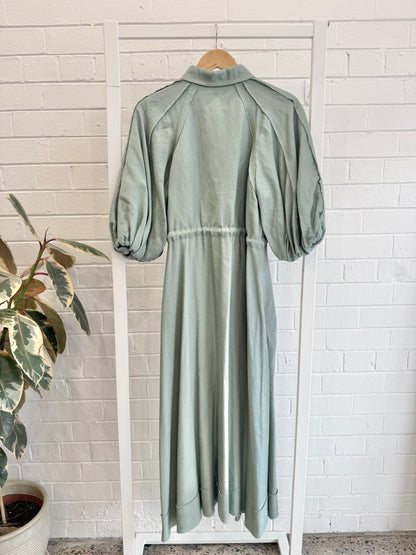 AJE 'Bonjour' Belted Shirtdress in Sage - Size 10