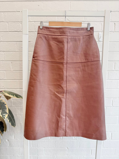 Ena Pelly Aria Leather Midi Skirt - Size 12