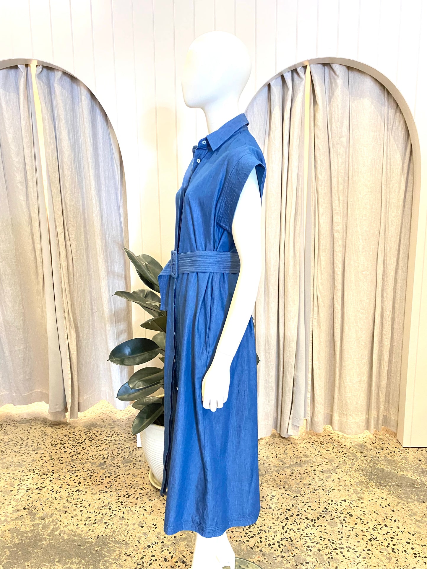 Shirty Fifi Chambray Shirt Dress - Size M