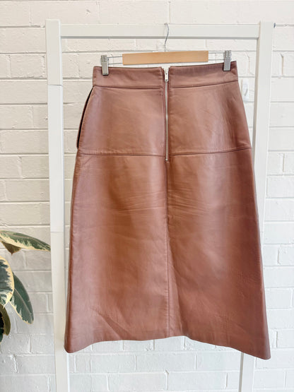 Ena Pelly Aria Leather Midi Skirt - Size 12