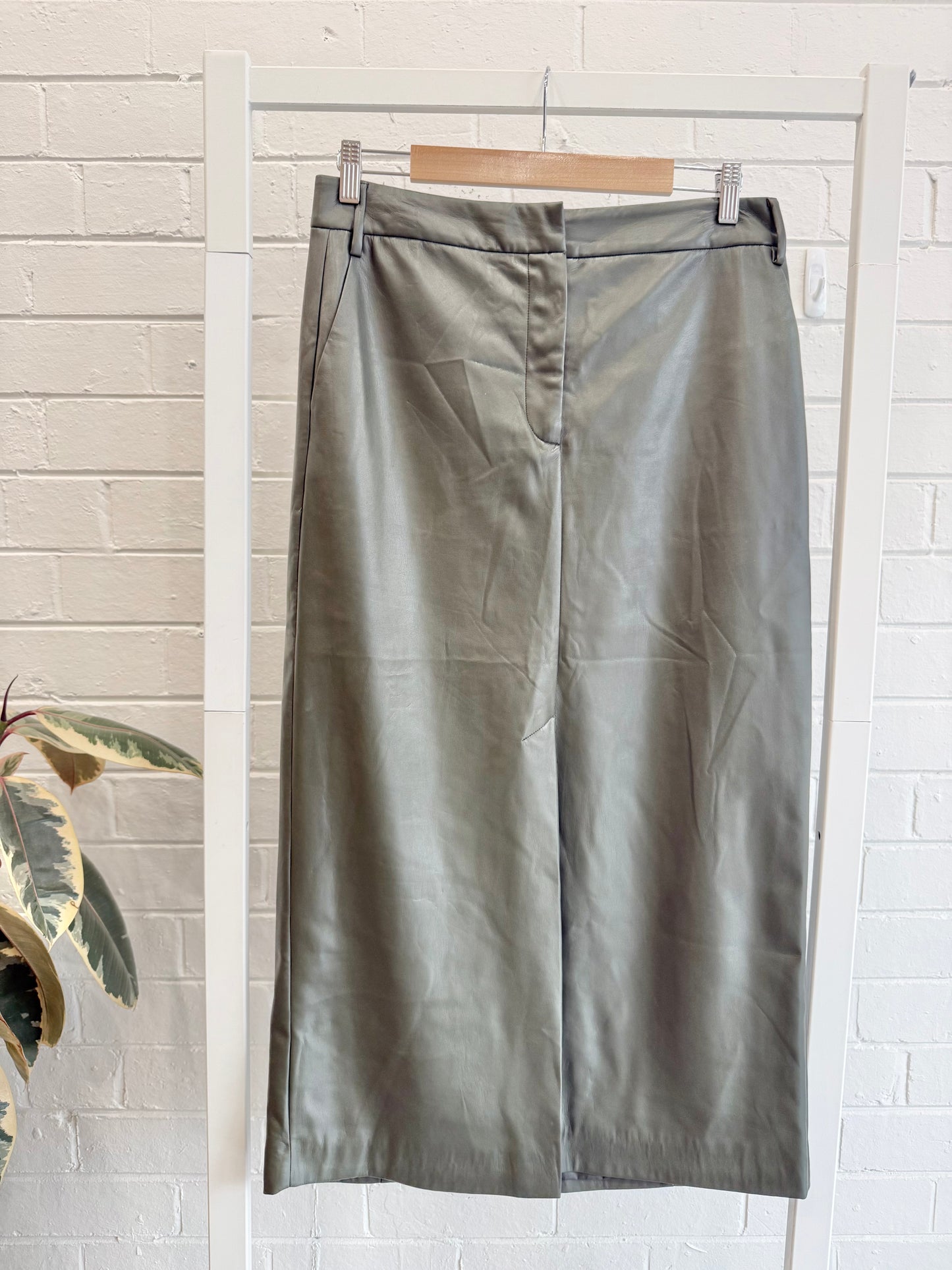 Country Road Faux Leather Long Skirt – Khaki - Size 12