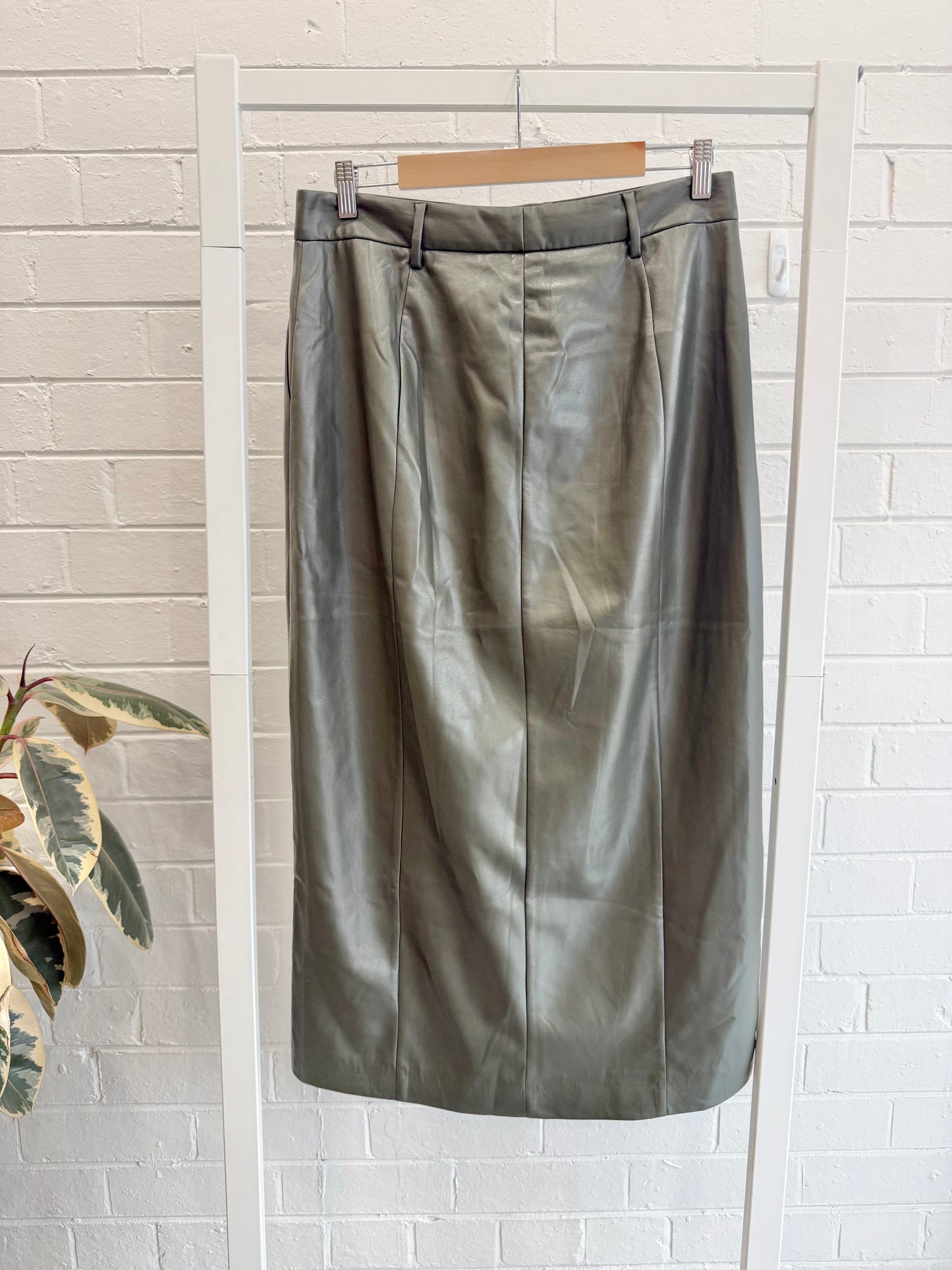 Country Road Faux Leather Long Skirt – Khaki - Size 12