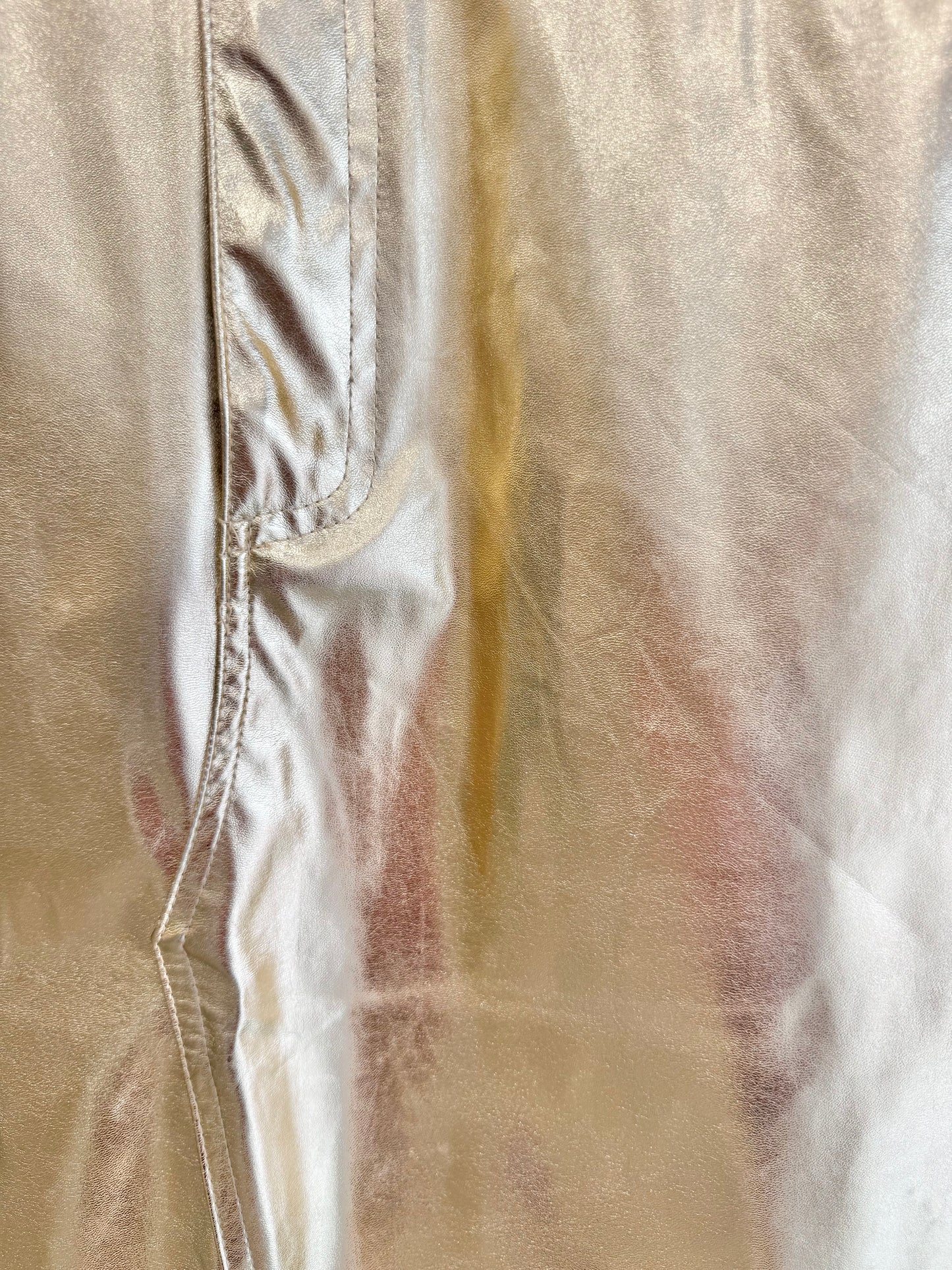 Amy Lynn Lupe Faux-Leather Midi Skirt - Light Gold - Size 12-14