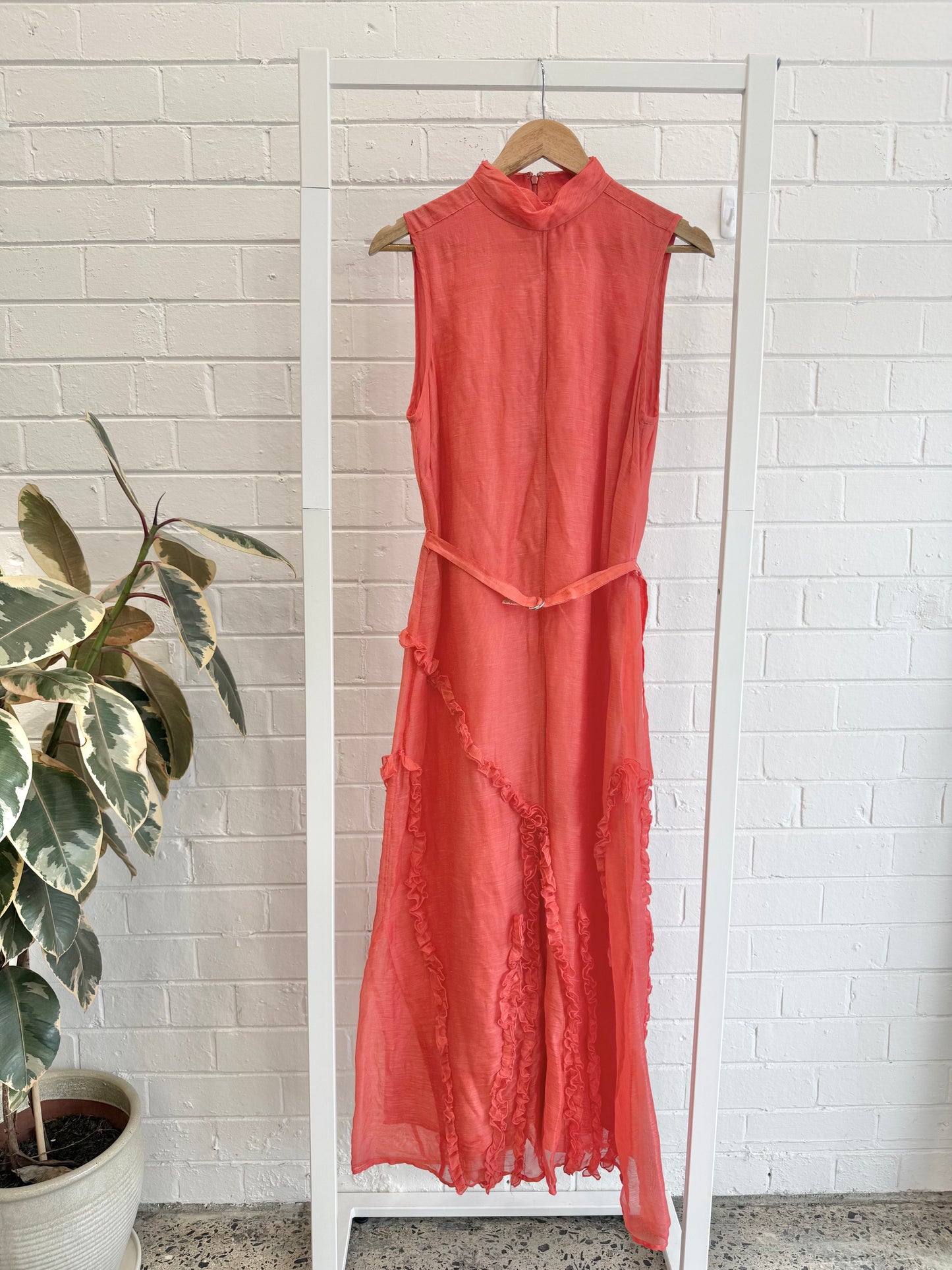 Country Road Appliqué Ruffle Maxi Dress – Ruby - Size 10