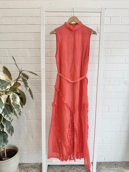 Country Road Appliqué Ruffle Maxi Dress – Ruby - Size 10