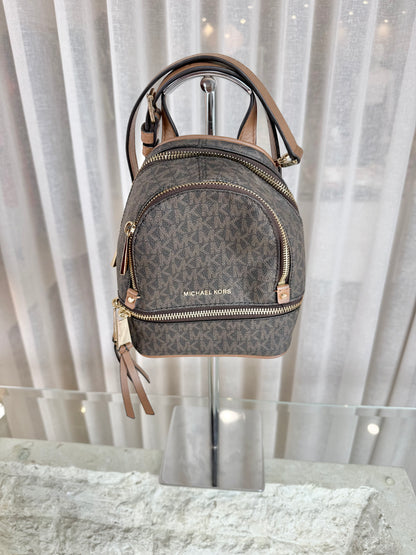 Michael Kors Brown Rhea Mini Backpack