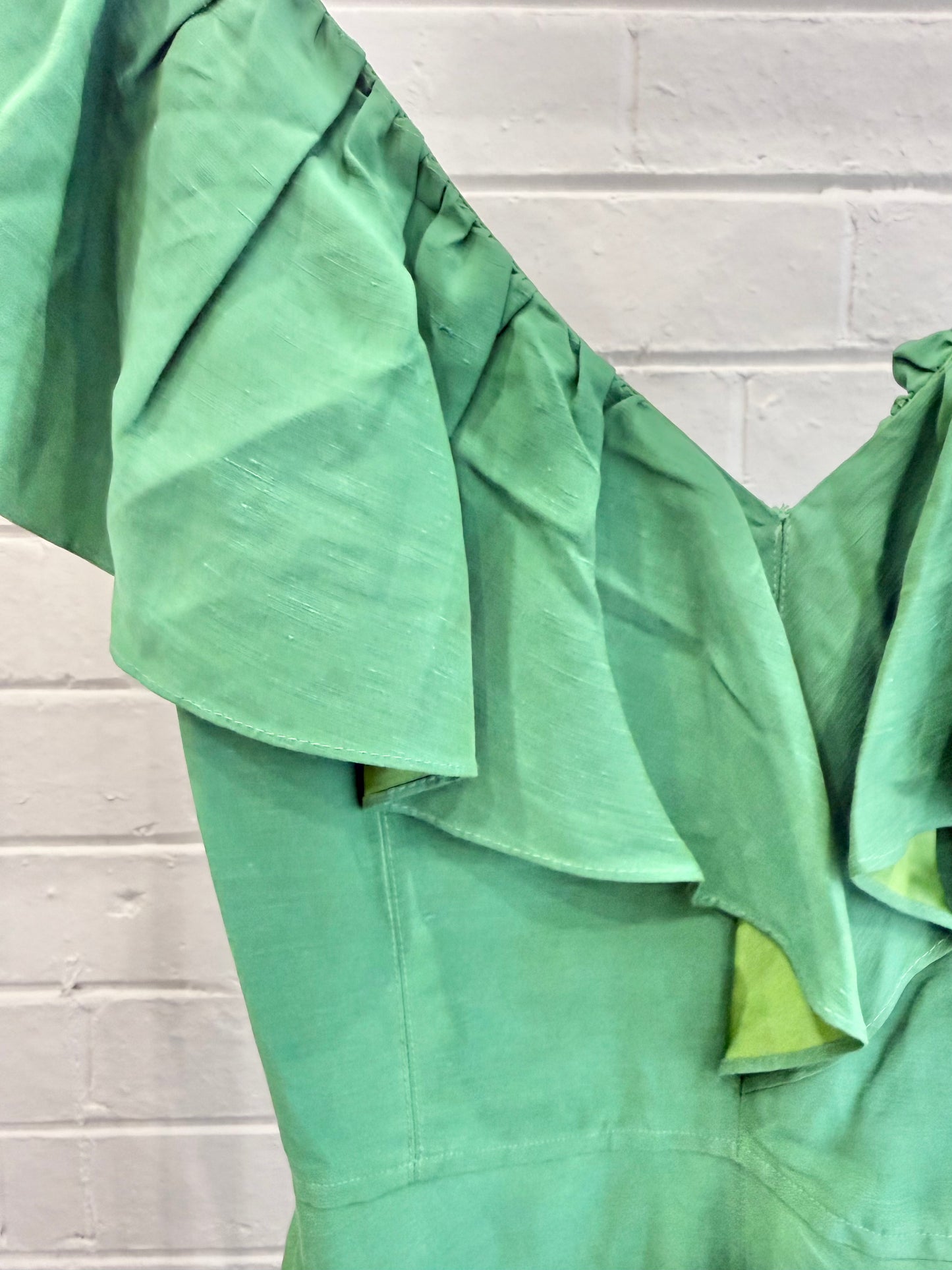 Witchery Linen Ruffle Midi Dress – Vibrant Green - Size 10