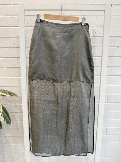 Dissh Carmel Ramie Halter Top & Matching Sheer Panel Maxi Skirt Set - Size 8