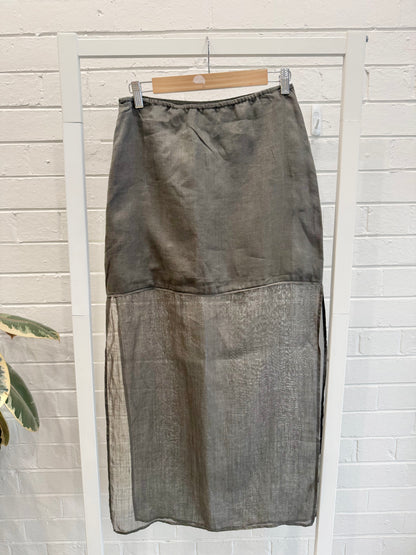 Dissh Carmel Ramie Halter Top & Matching Sheer Panel Maxi Skirt Set - Size 8
