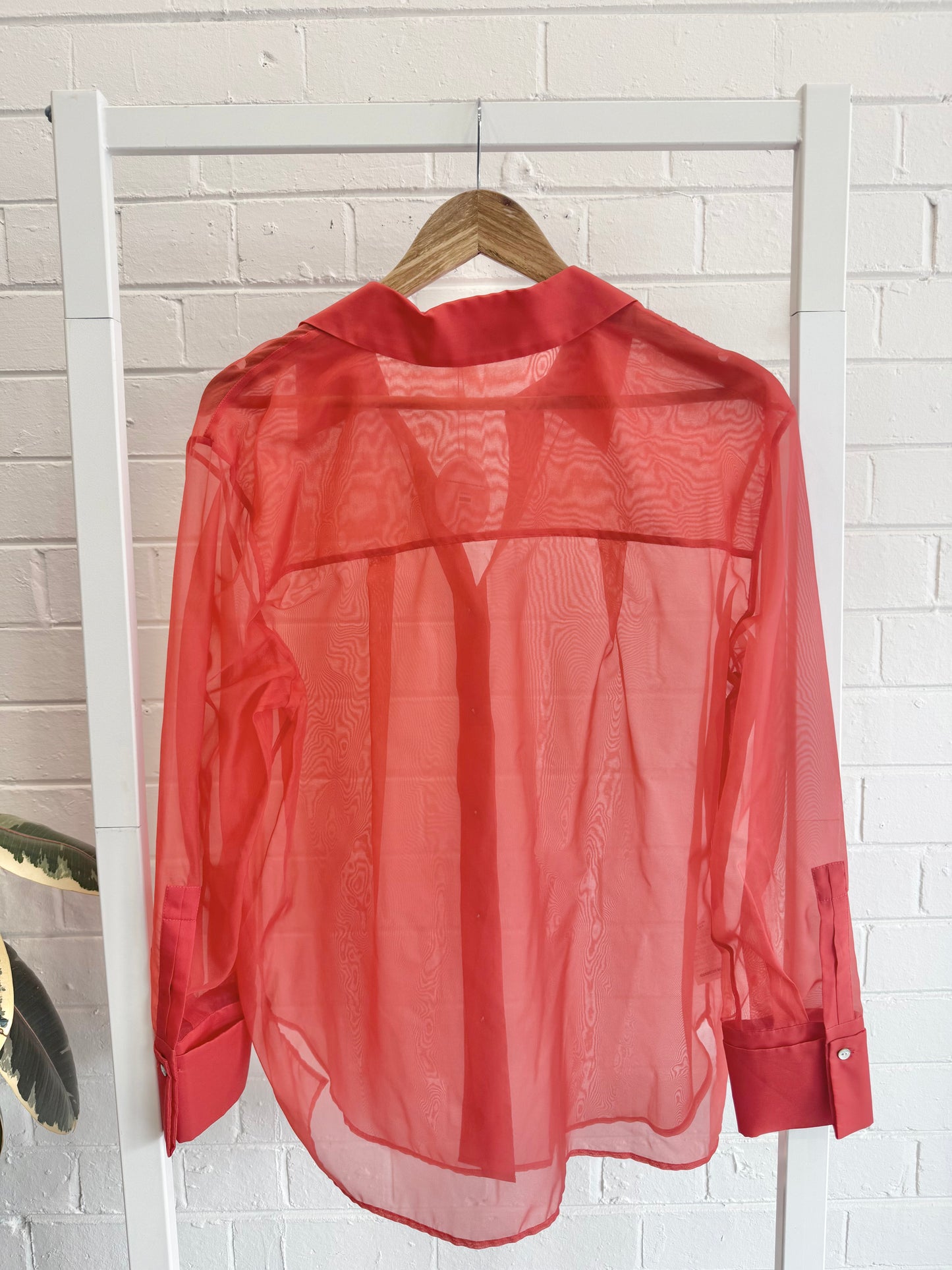 Country Road Organza Shirt in Vivid Red - Size 12