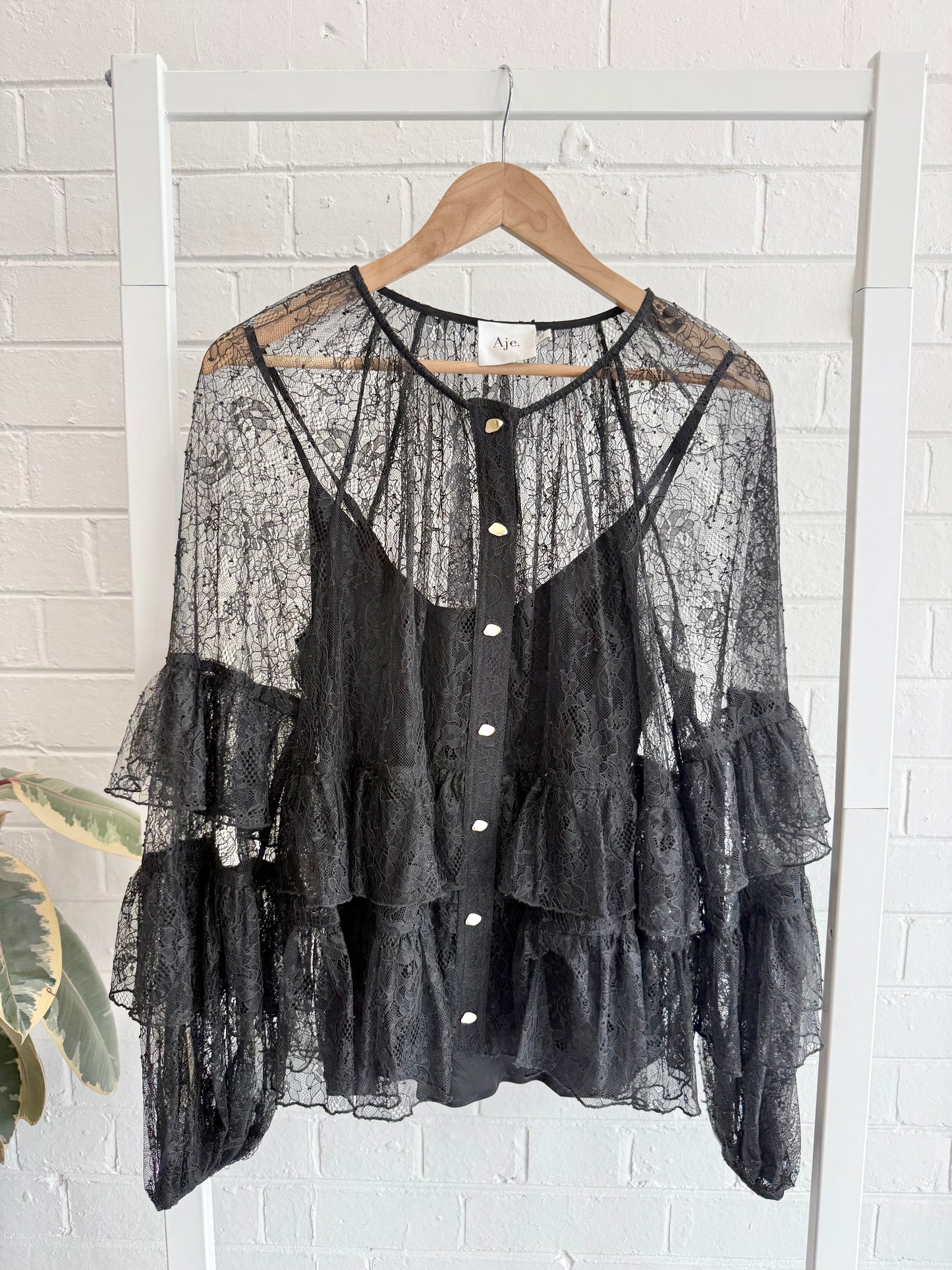 Aje Primrose Blouse - Black - Size 12