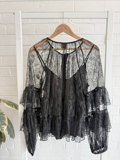 Aje Primrose Blouse - Black - Size 12