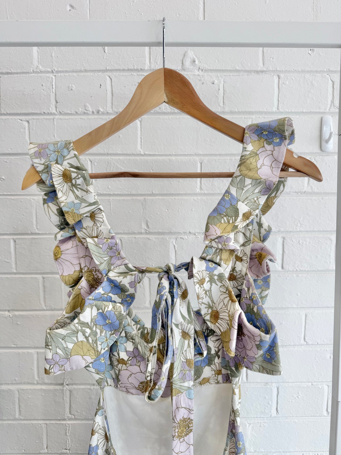 Zimmermann Super Eight Frilled Midi Dress - Blue Meadow Floral - Size 3 (Aust. 12-14)