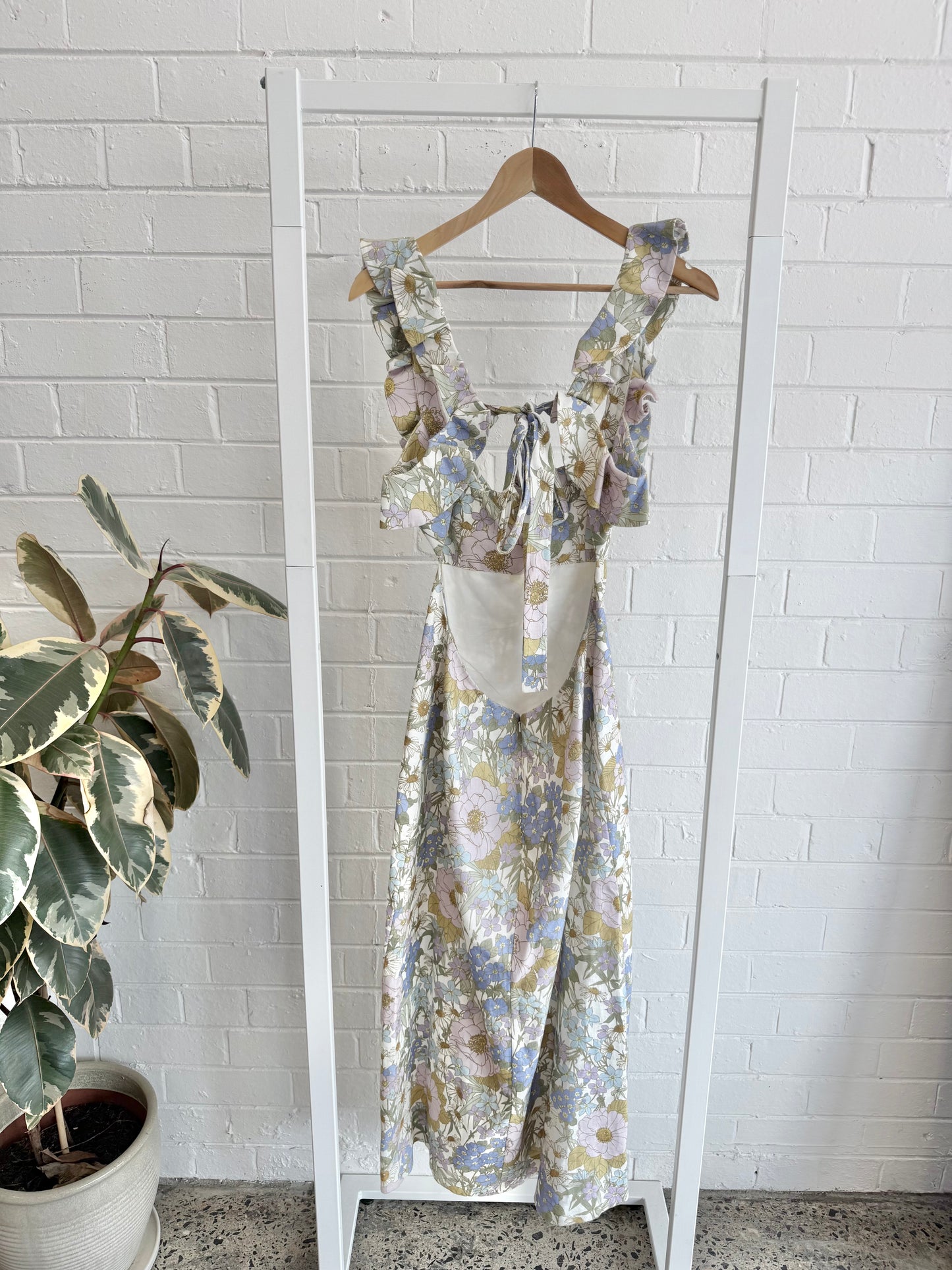 Zimmermann Super Eight Frilled Midi Dress - Blue Meadow Floral - Size 3 (Aust. 12-14)