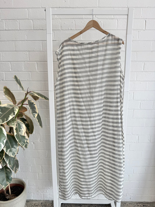 Vrg Grl Colette Maxi Dress - Grey Stripe - Size 12