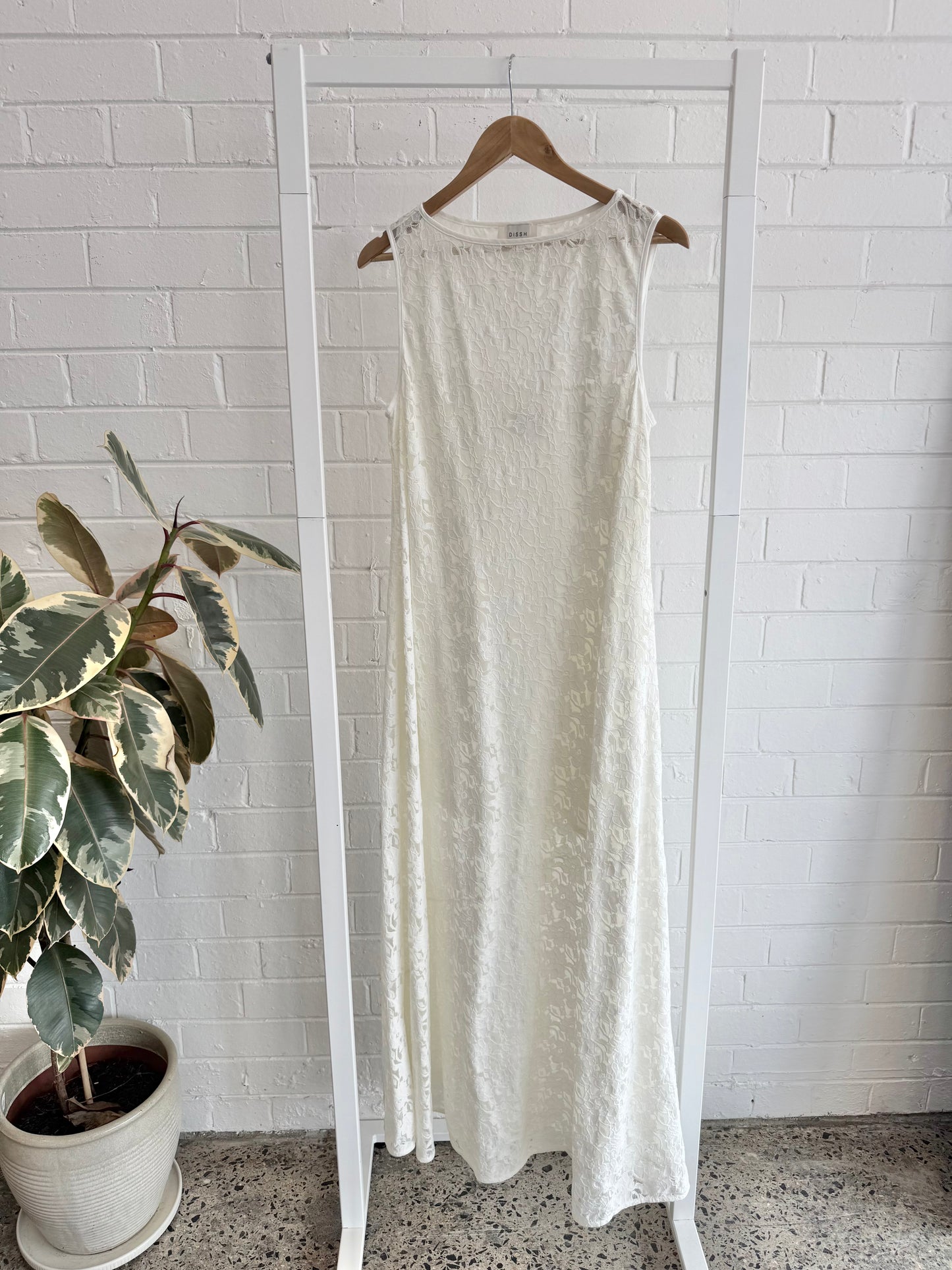 Dissh Loula Lace Midi Dress - White - Size 12