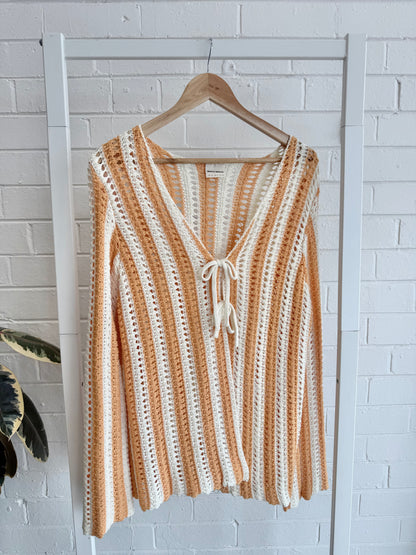 Zulu & Zephyr Golden Stripe Cotton Knit Top & Skirt Set - Size 12