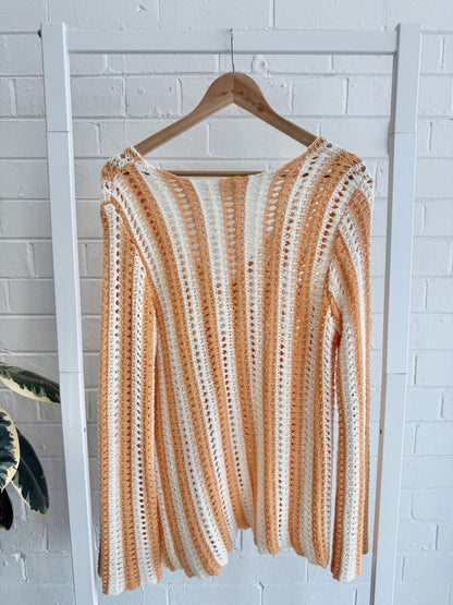 Zulu & Zephyr Golden Stripe Cotton Knit Top & Skirt Set - Size 12