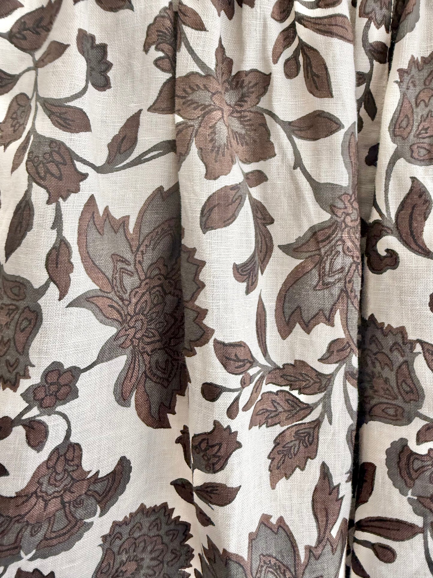 Morton Mac Lora Flared Linen Shorts — Brown Floral - Size L