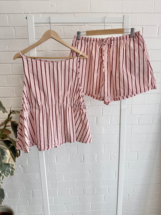 Vrg Grl Indi Top & Annika Shorts Set — Berry Stripe - Size 12