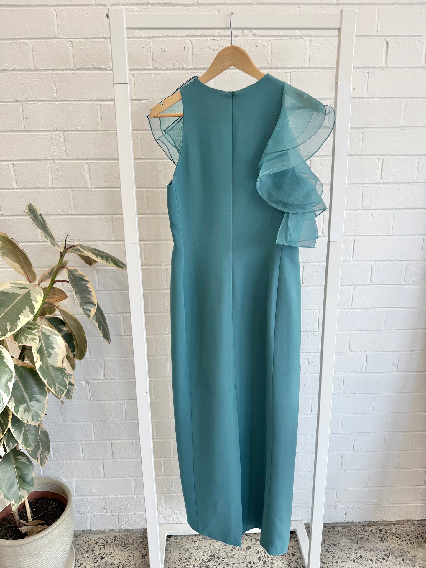 Carla Zampatti Serpentine Crepe Ruffle Gown - Size 10
