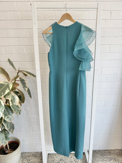 Carla Zampatti Serpentine Crepe Ruffle Gown - Size 10