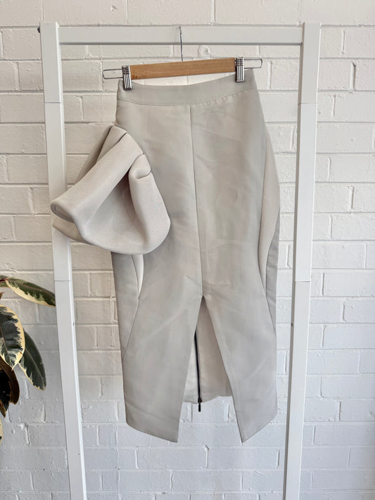 Maticevski 'Cause Ruffle Skirt' in Silver - Size 8
