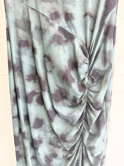 Suboo Shibori Long Sleeve Ruched Maxi Dress in Green Print - Size Small (10)