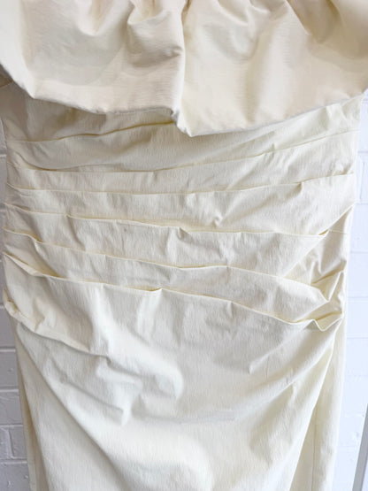 Shona Joy Campbell Ruffle Draped Maxi Dress in Lemon - Size 12