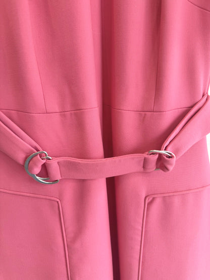 Karen Millen Compact Stretch Tab Detail  Midi Dress in Pink - Size 10