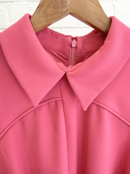Karen Millen Compact Stretch Tab Detail  Midi Dress in Pink - Size 10
