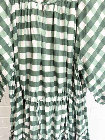 Weekend Max Mara Green Gingham Check Midi Dress - Size 12