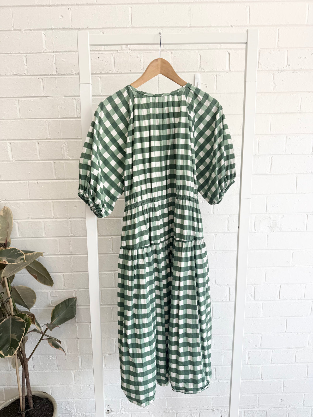 Weekend Max Mara Green Gingham Check Midi Dress - Size 12