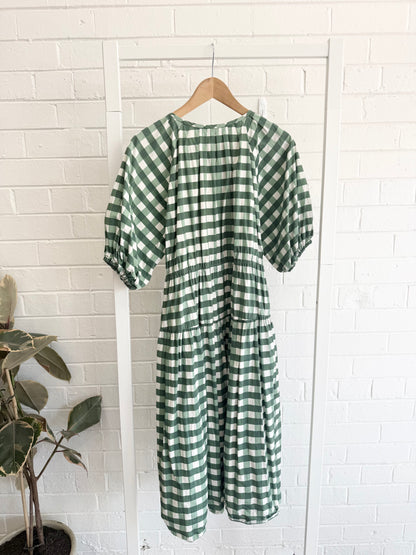 Weekend Max Mara Green Gingham Check Midi Dress - Size 12