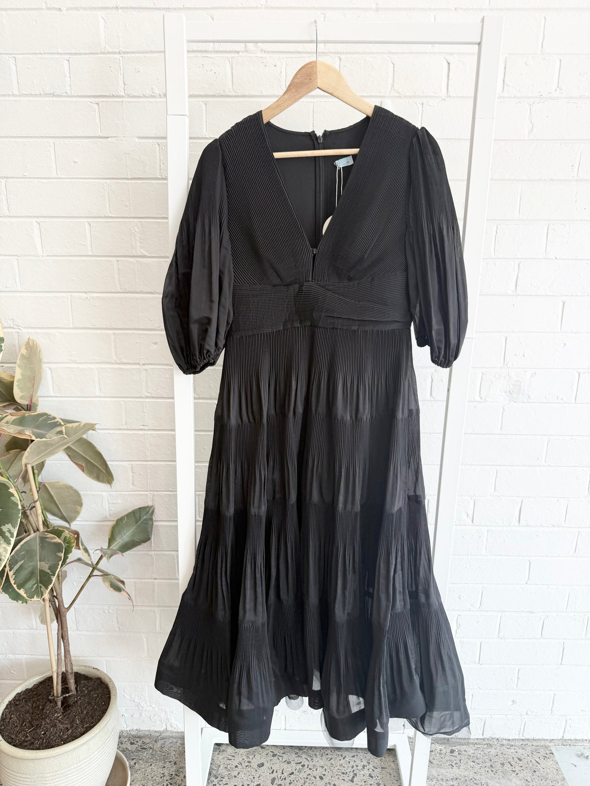 Zimmermann Pleated Midi Dress in Black - Size 2 (10-12)