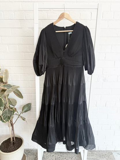 Zimmermann Pleated Midi Dress in Black - Size 2 (10-12)