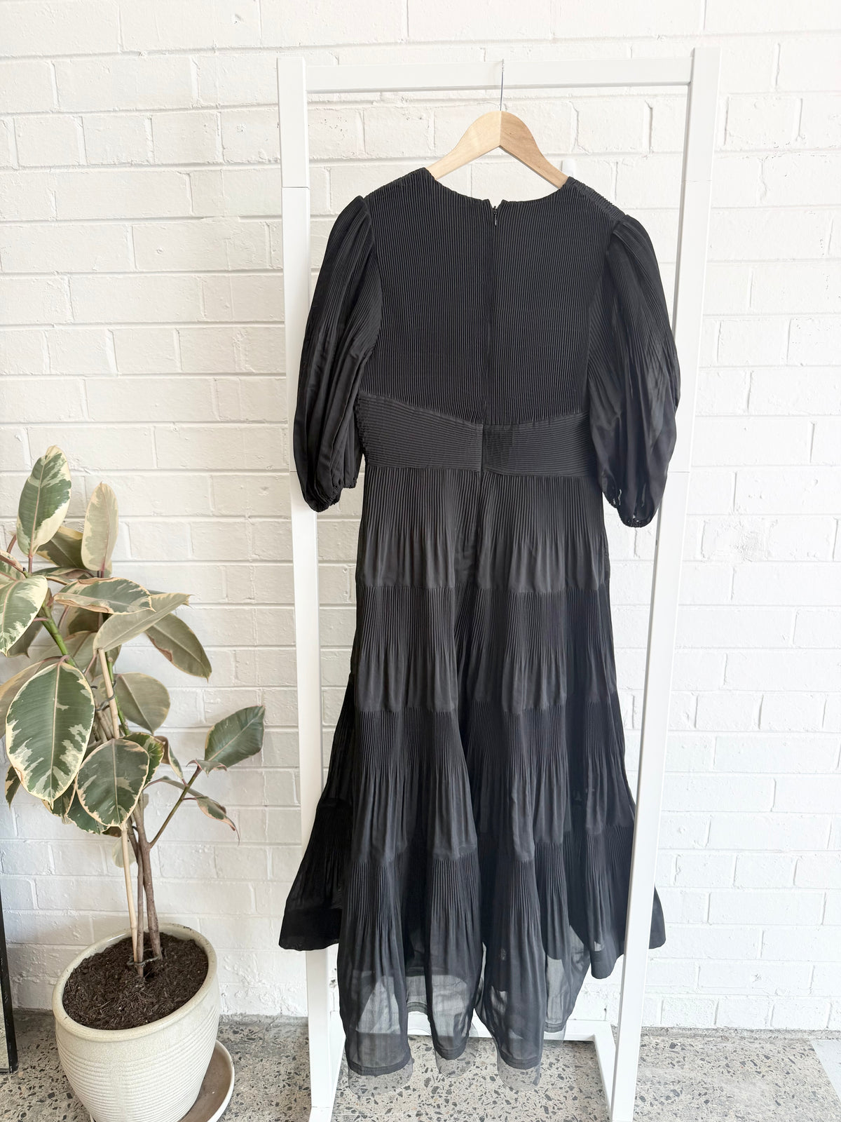 Zimmermann Pleated Midi Dress in Black - Size 2 (10-12)
