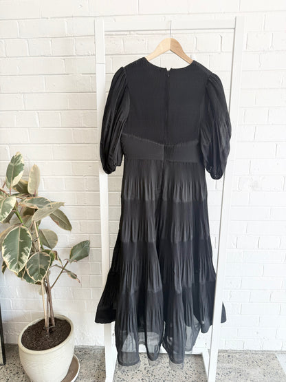 Zimmermann Pleated Midi Dress in Black - Size 2 (10-12)