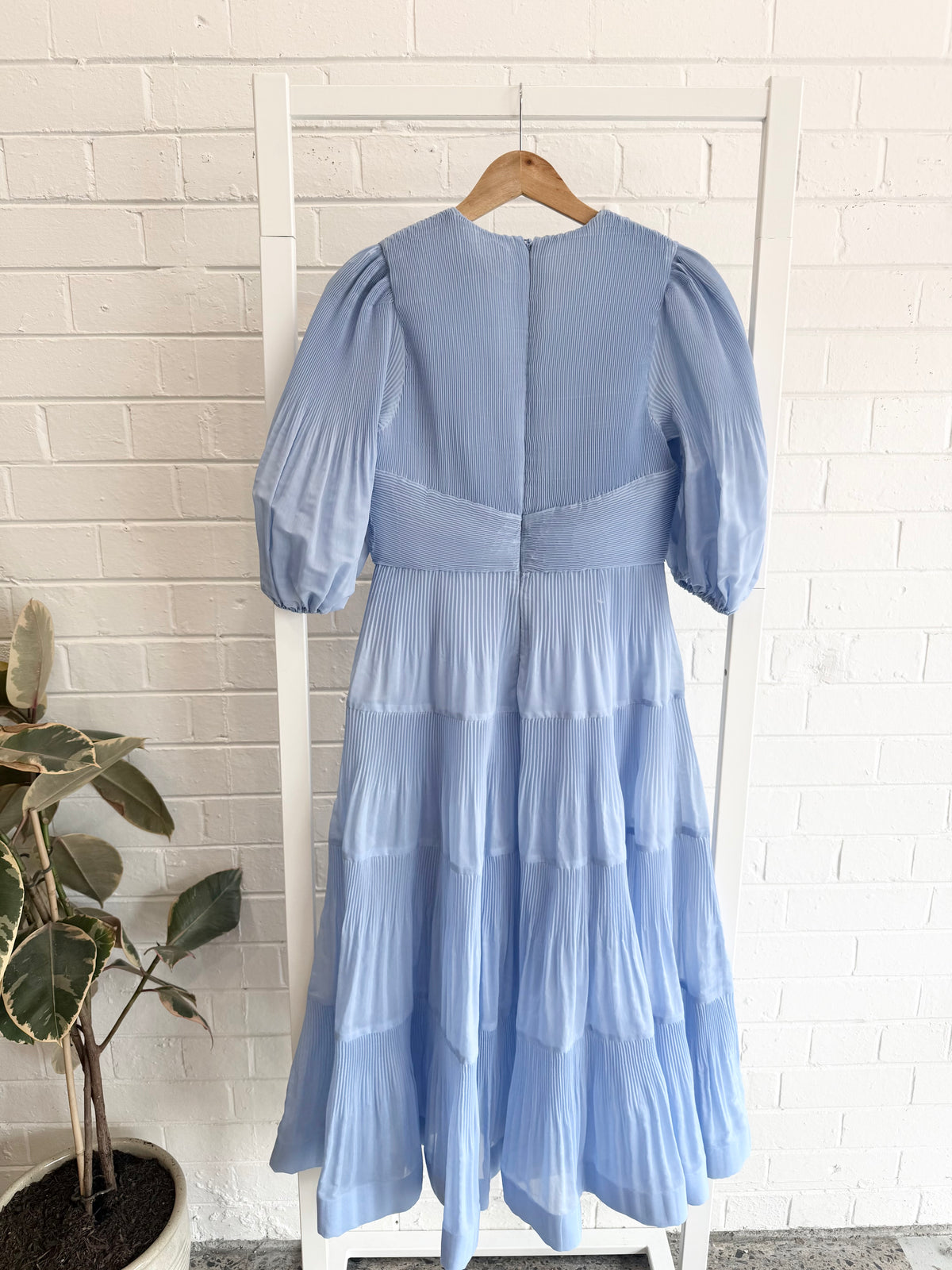 Zimmermann Pleated Midi Dress in Blue - Size 2 (10-12)